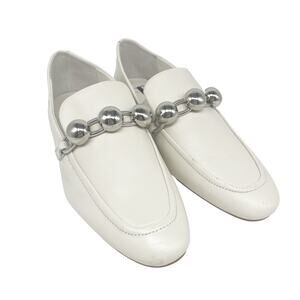 Marc Fisher Women's Elenda Slip On Embellished Loafer Flats White Size 7.5 M